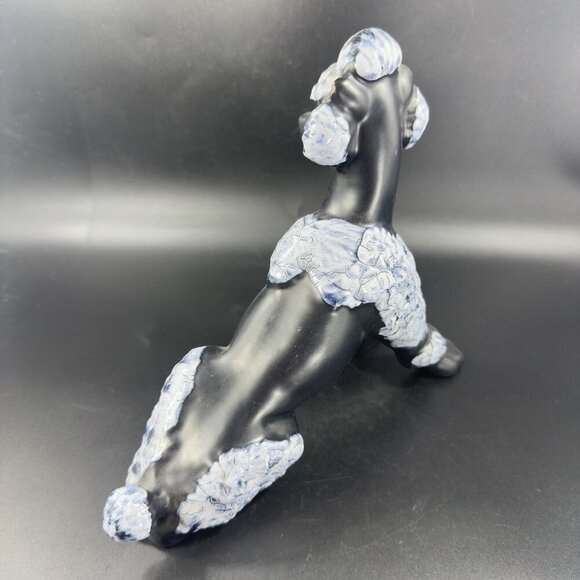 Vintage MCM Poodle Dog Figurine Crackle Glaze Black White Spots Ceramic Decor - Picture 13 of 13